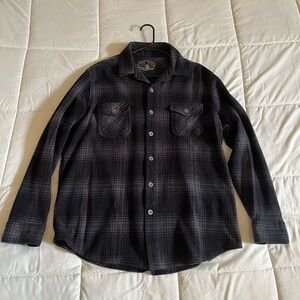 Freedom Foundrey Men's Black Plaid Flannel Shirt Jacket